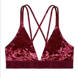 VS pink crushed red velvet bralette